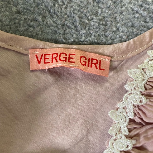 Verge Girl Ruffle and Lace Pink Open Back Camisole - Picture 2 of 3